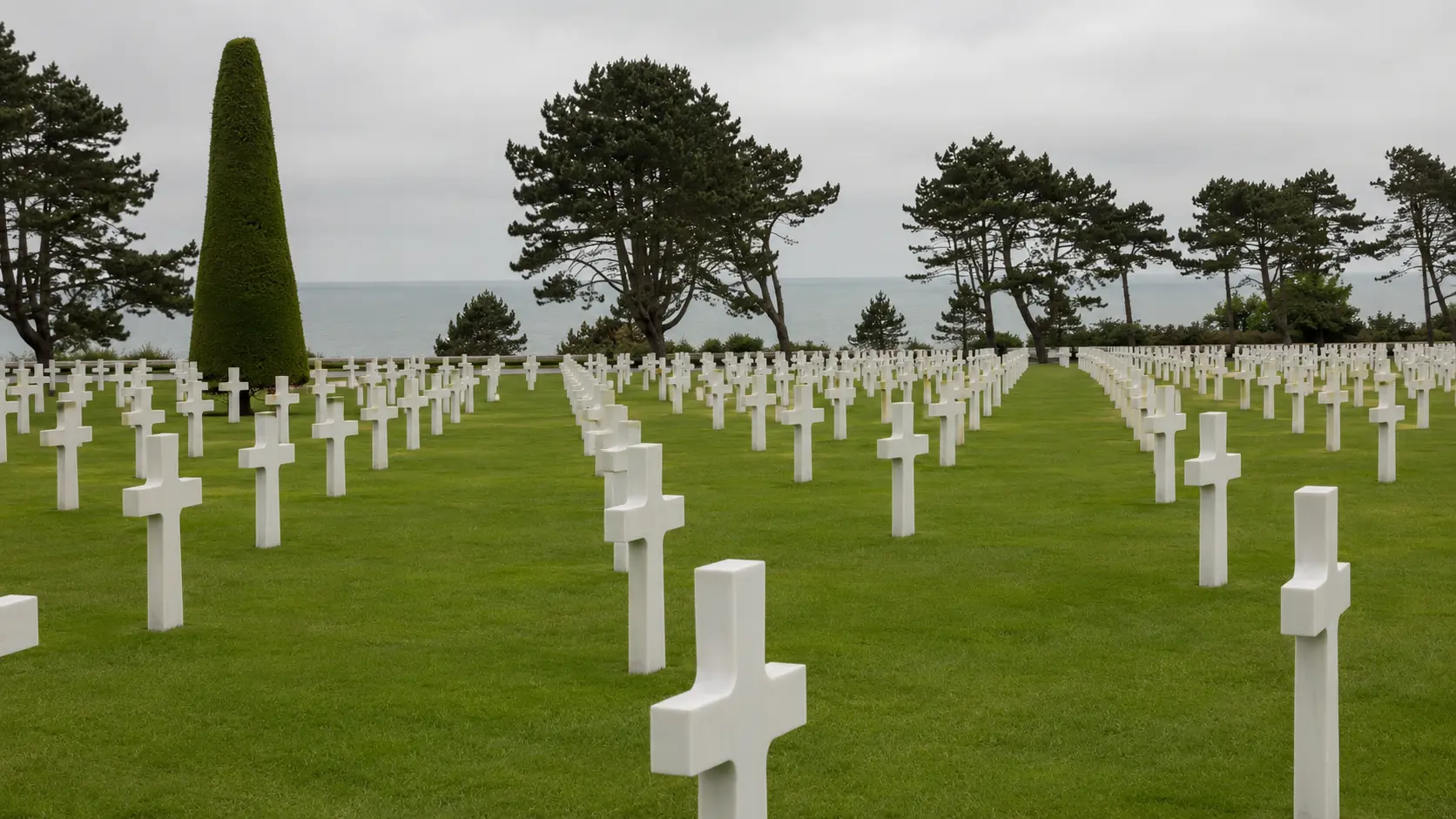 American Cemetery Normandy Omaha Beach white crosses memorial June 1944 D-Day