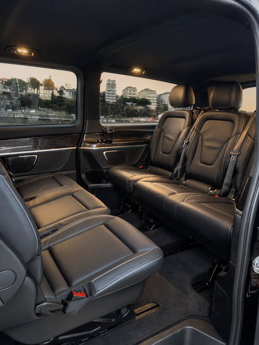 KAR GO Mercedes V-Class interior with passengers, comfortable seating, private transfer Paris