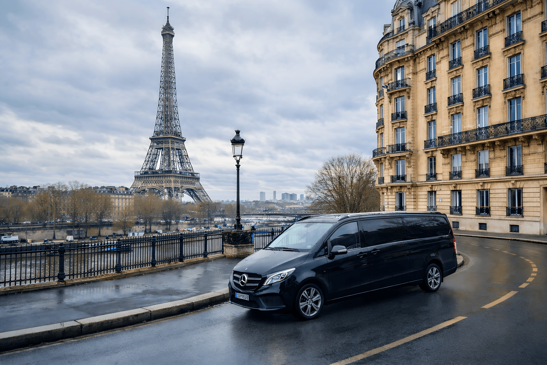 Limousine Mercedes V-Class à l'aéroport Le Bourget