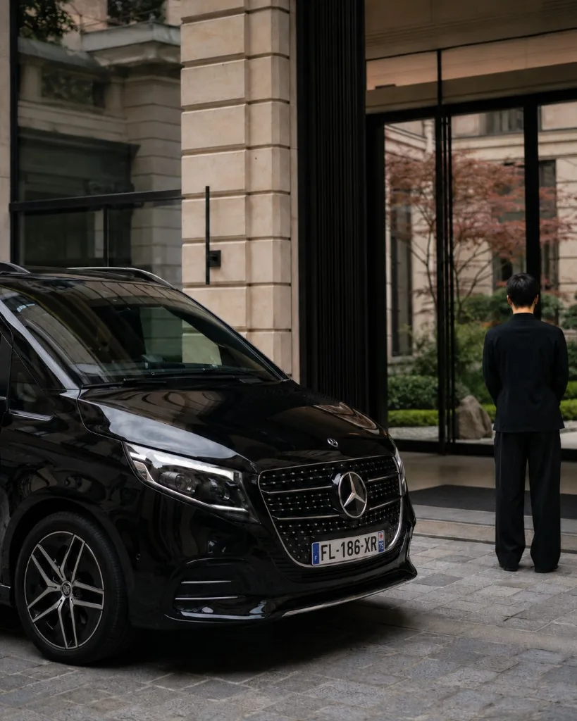 KAR GO Mercedes V-Class private chauffeur transfer to Mandarin Oriental Paris, Rue Saint-Honoré, Paris
