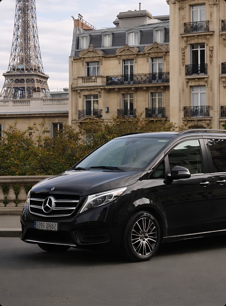 Mercedes V-Class devant la Tour Eiffel à Paris